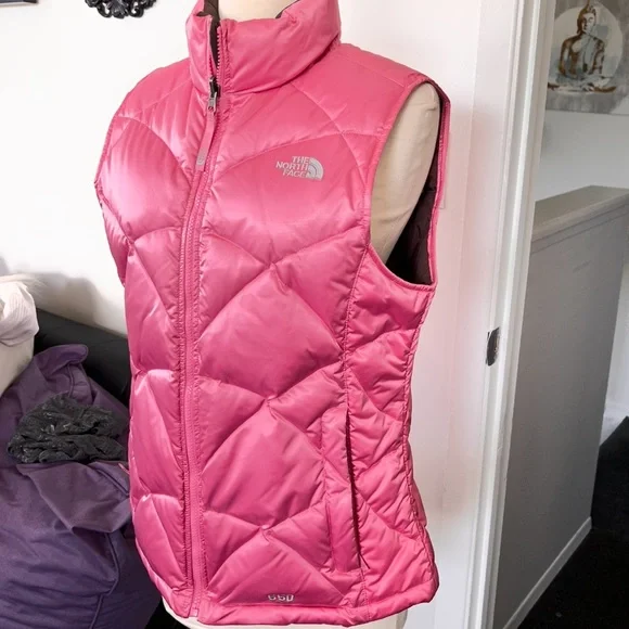 ‼️SOLD‼️ THE NORTH FACE PINK 550 GOOSE DOWN PUFFER VEST - Picture 3 of 12